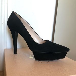 Prada Pointed-Toe Suede Platform Pump